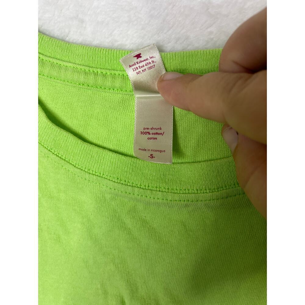 VTG Anvil Aruba Travel Baby Tee Sparkle Embroidered Souvenir Green Tropical sz S - Picture 5 of 5